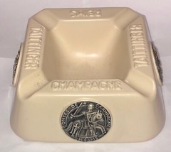 Vintage French Champagne Taittinger Reims Large 8” Ceramic Ashtray