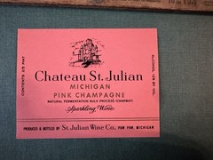 Old Michigan Pink Champagne Bottle Label & Neck St Julian Wine Paw Paw Mich