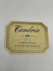 CAMBRIA – KATHERINE&rsquo;S VINEYARD – WINE LABEL 1992 CHARDONNAY