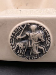 Vintage French Champagne Taittinger Reims Large 8” Ceramic Ashtray – see pics