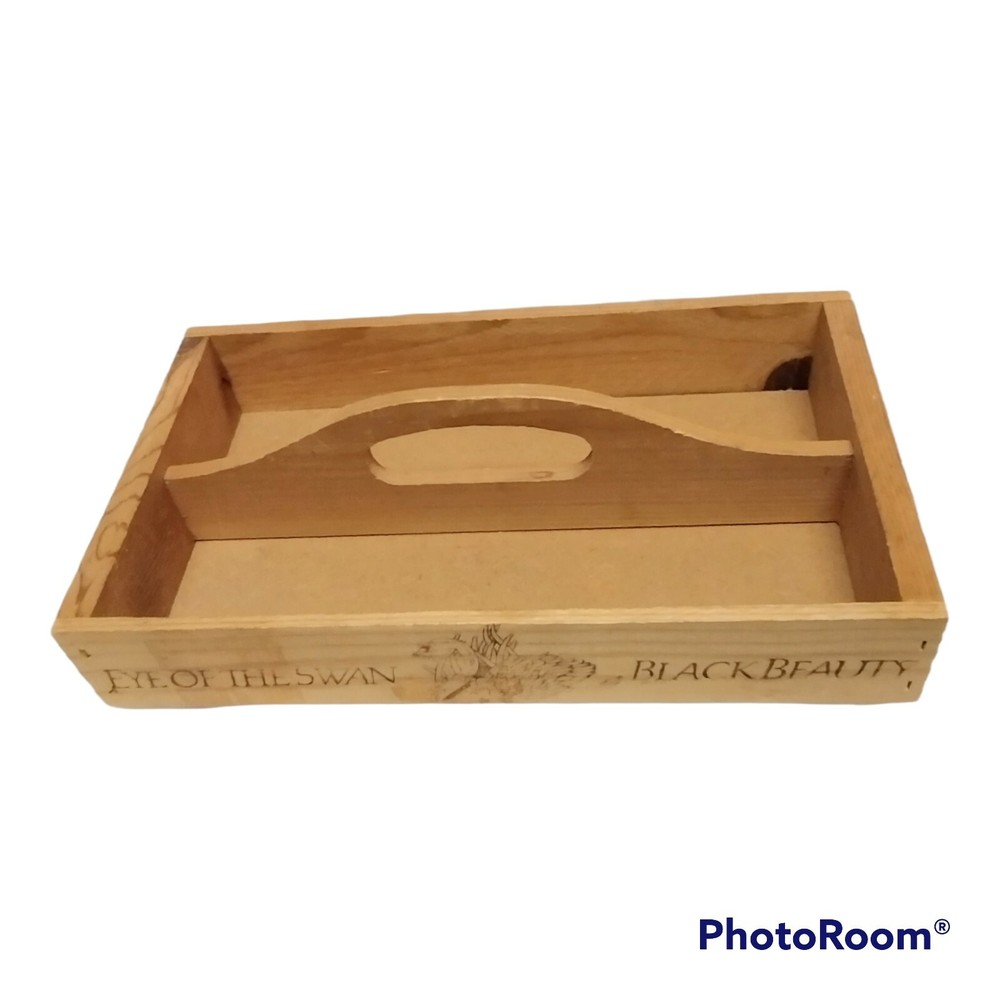 Wine Crate Wood Caddy Made From Vintage Eye of the Swan Black Beauty