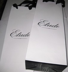 Two – Etude Wines, Carneros Region – One Bottle Bags with black ribbon handles