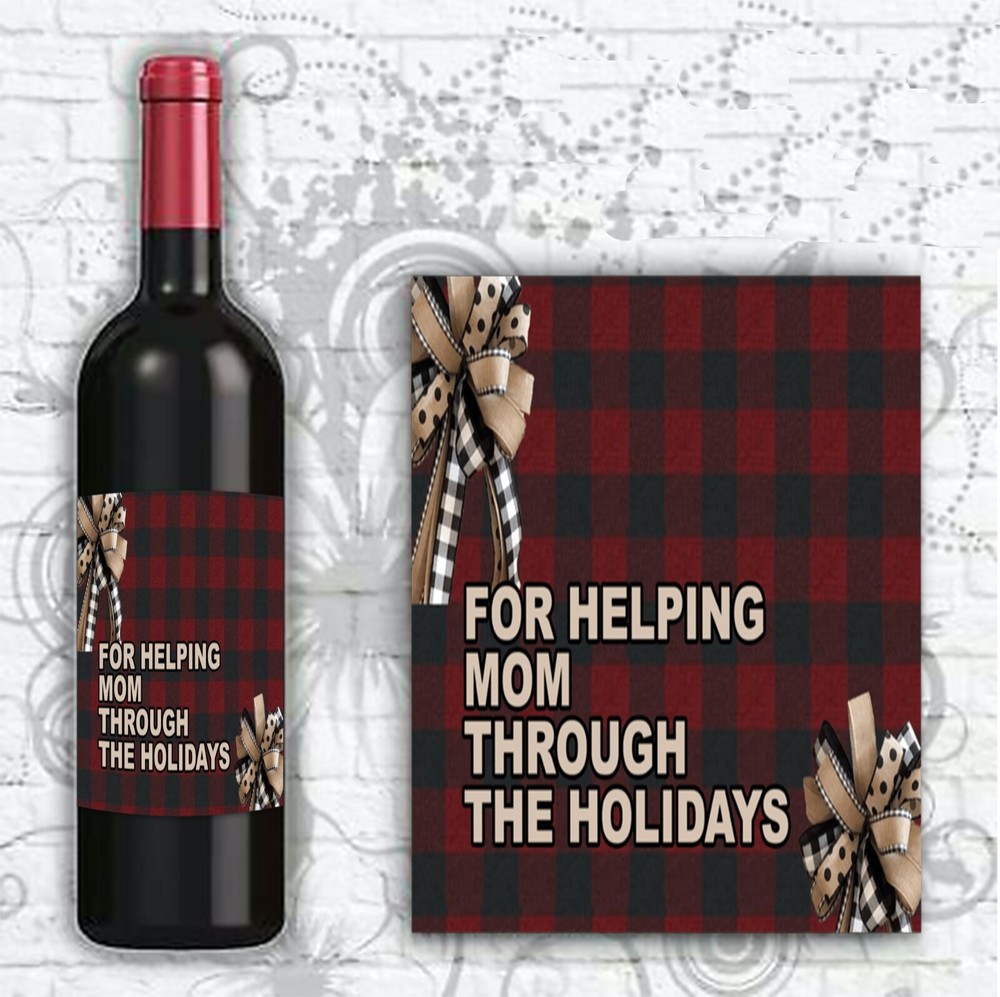 Funny Wine Alternative Label For Helping Mom Through The Holidays Label STICKER