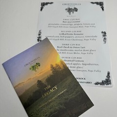 Grgich Hills Winery Brochure and Wine Pairing 4 Course Dinner Menu Napa Valley