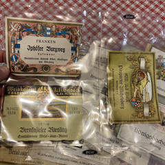 Lot of over 60 Vintage 1960-70 German French Wine Bottle Labels in Plastic