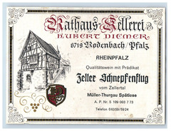 1960&rsquo;s-80&rsquo;s Rathus Kellerei Hupert Diemer German Wine Label S72E