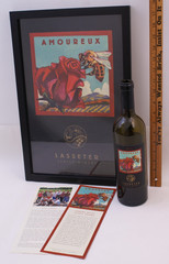 LASSETER FAMILY WINERY AMOUREUX WINE BOTTLE LABEL ART & SIGNED PRINT – ORIG