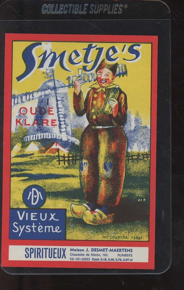 1920 SMETJE&rsquo;S VIEUX SYSTEME SPIRITS/ ALCOHOL BOTTLE LABEL