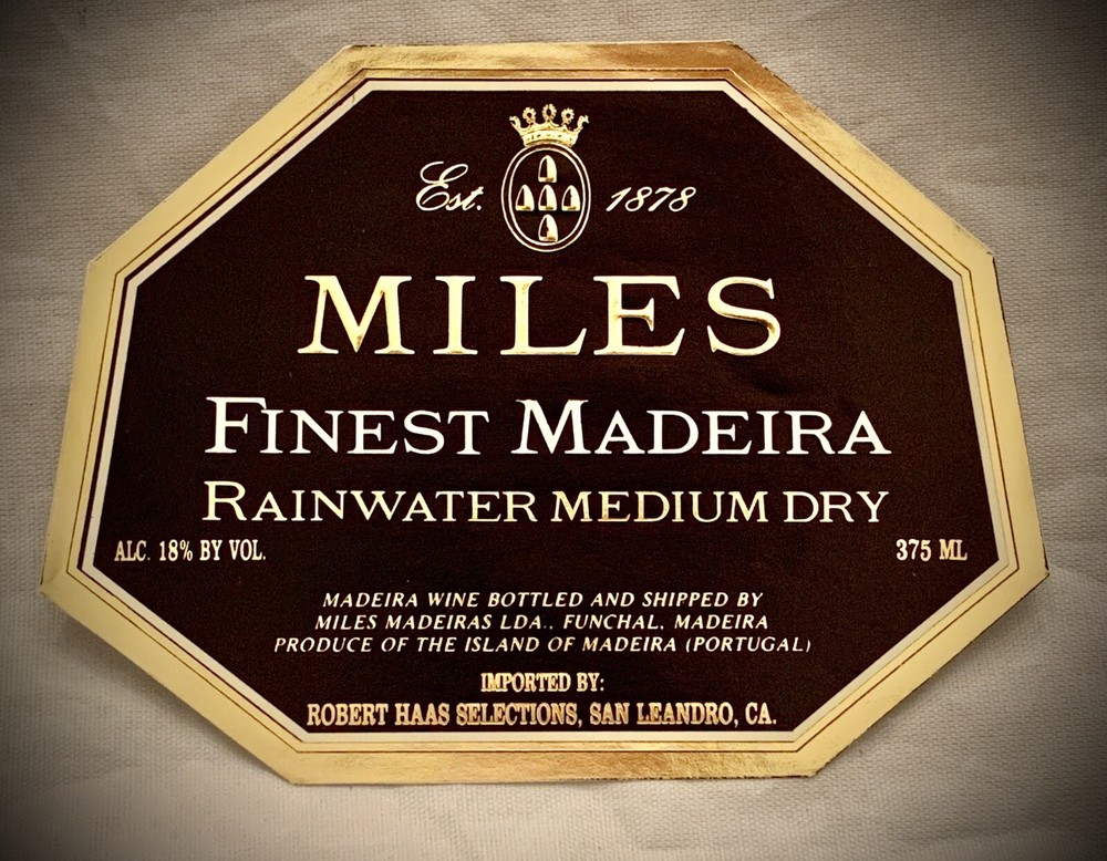Wine Label: MILES FINEST MADEIRA – RAINWATER MEDIUM DRY