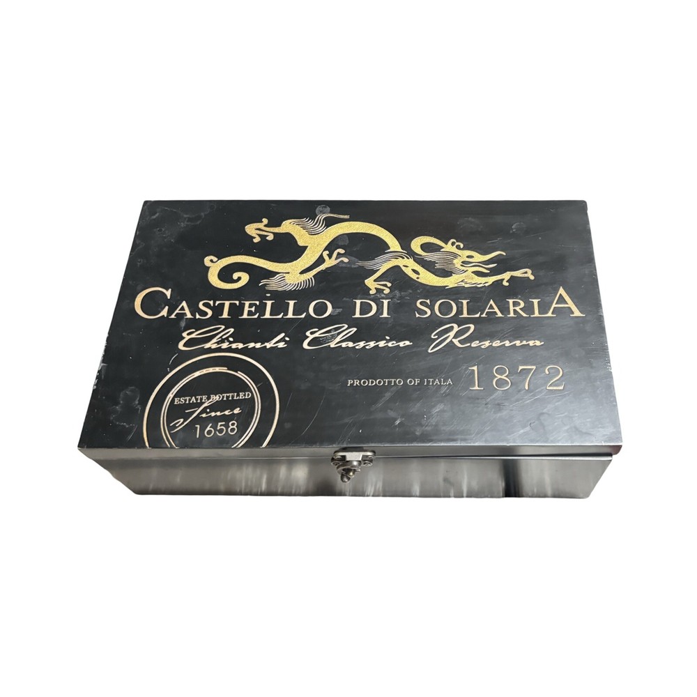Tuscan Italian Wine Label Classic Wood Carrying Box Mediterranean Home Decor