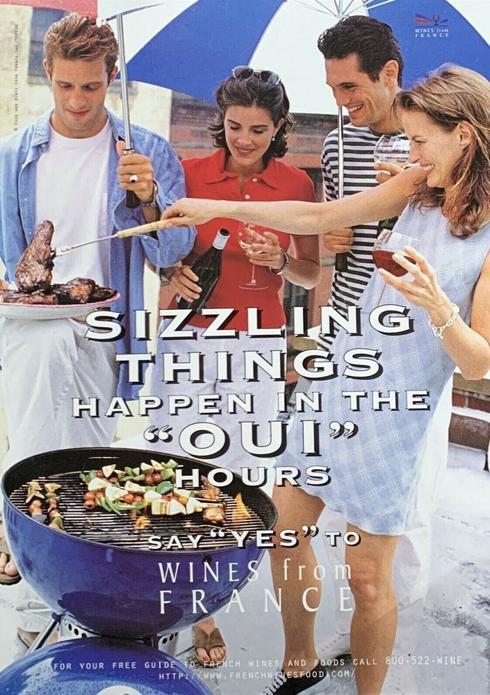 1995 WINES from France SIZZLING Things Happen in the « OUI » Hours PRINT AD