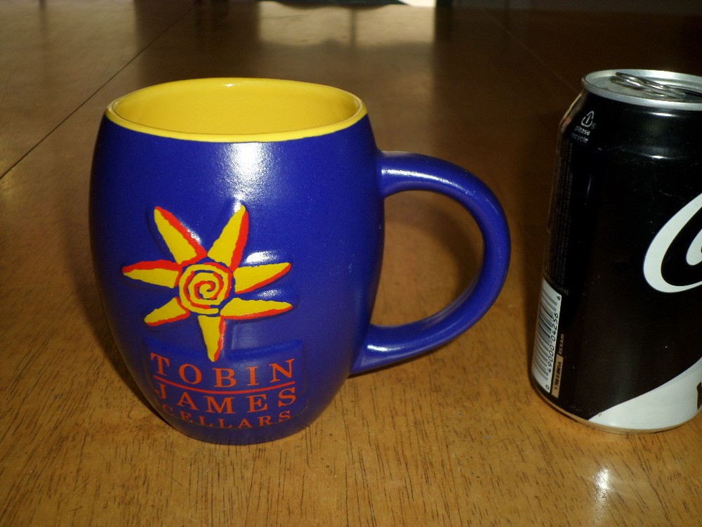 TOBIN-JAMES WINERY, PASO ROBLES, CALIFORNIA, BLUE COLOR CERAMIC COFFEE MUG / CUP