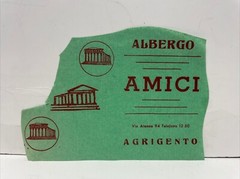 Vintage Albergo Amici Agrigento Sicily, Italy Label