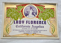 Vintage 1940s Lady Florence Angelica Wine Label Capital Cigar Liquor Sacramento