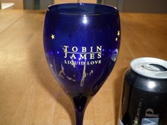 [HAND SIGNED BY:] « TOBIN-JAMES » CELLARS, PASO ROBLES, CA., STEMMED WINE GLASS
