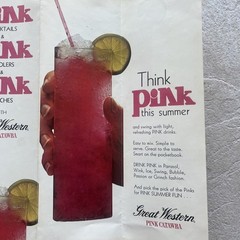 Vintage Great Western Wines Pink Catawba Pink Drink Recipe Advertising Phamplet