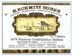 1979 Piesporter Goldtropfchen Spatlese Wine Label Vintage Original S6E