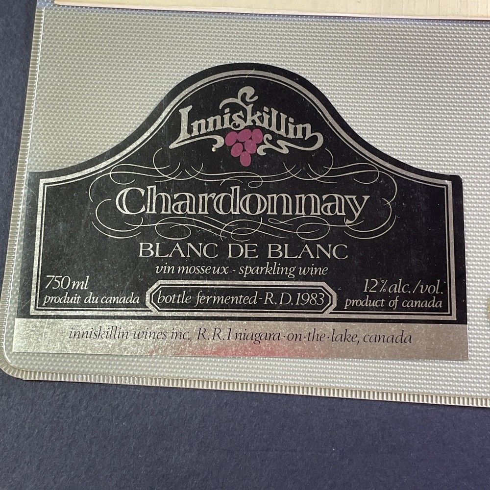 Vintage 1983 Inniskillin Winery Blanc De Blanc Wine UNUSED Paper Label Q99
