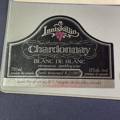Vintage 1983 Inniskillin Winery Blanc De Blanc Wine UNUSED Paper Label Q99