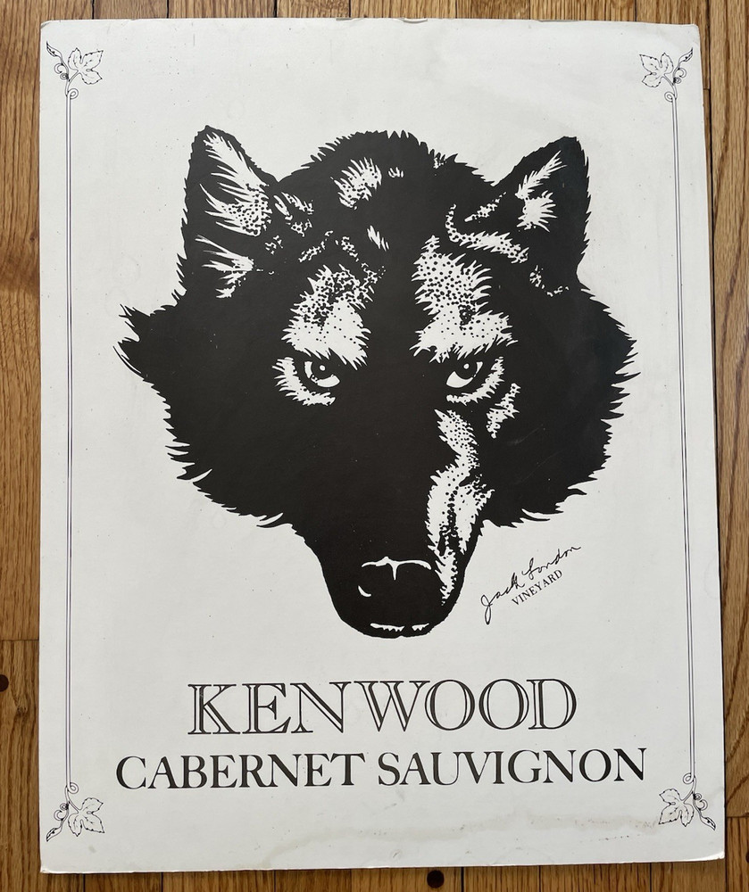 Rare 1980’s Kenwood Vineyards Jack London Cabernet Sauvignon Label Promo Poster