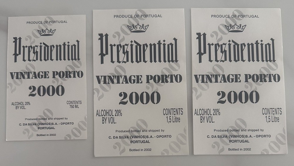 3 Labels – Vintage Porto 2000 Presidential Port Portugal