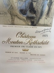 Picasso Framed Château Mouton Rothschild Original Label 1973 Highly Collectible