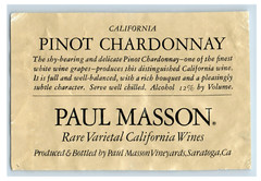 Vintage Pinot Chardonnay Paul Masson Paper Wine Label Original S85E