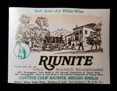 Original Vintage Wine Label Riunite Bianko Scandiano Italy