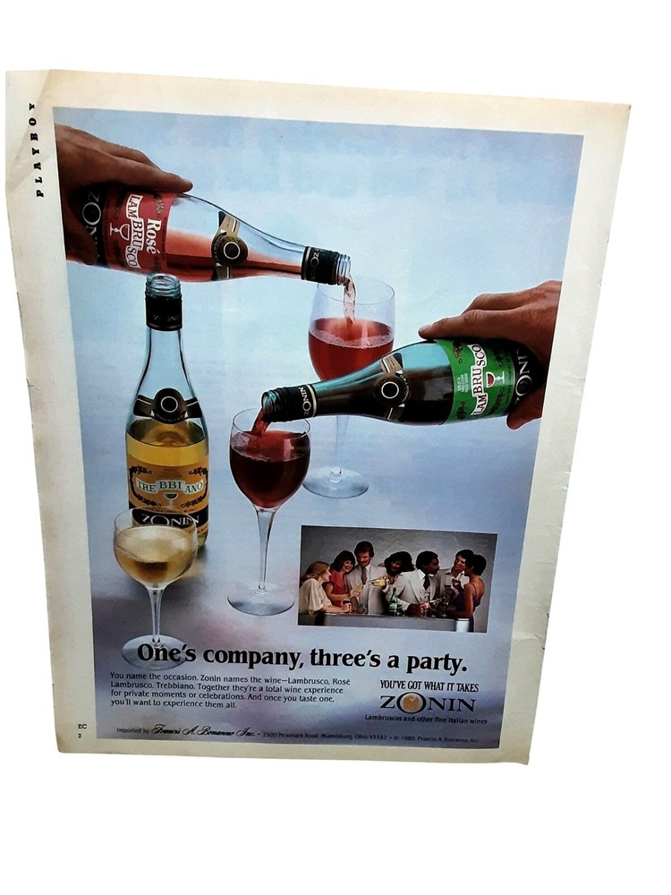 1981 Zonin Italian Wine Ad – Lambrusco Rosé Trebbiano Vintage Party Print Art