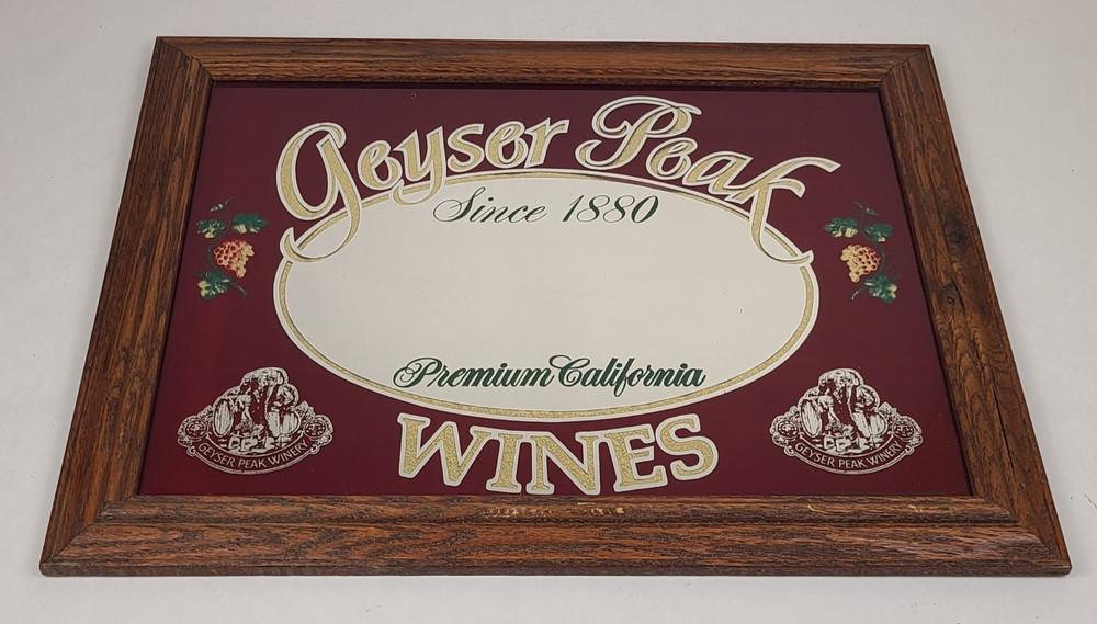 Geyser Peak Winery Wine Mirror Gold Foil Sign 27 x 21&Prime; Bar Pub Decor Vintage 80s