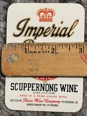 Vintage Liquor Label IMPERIAL RESERVE SCUPPERMONG Wine 1940 Grapes Dixie Old