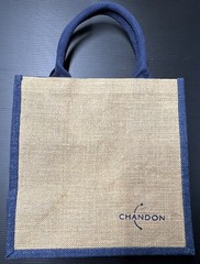 Domaine Chandon Sparkling Wine Tan & Navy Jute Tote Shopping Bag – Brand New