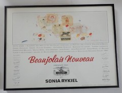 1991 Framed Beaujolais Nouveau Calvet Poster Label Design Winner Schlote Rykiel
