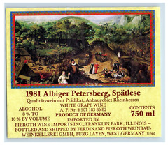 1960&rsquo;s-80&rsquo;s Albinger Petersberg Spatlese Qualitatswein German Wine Label S72E