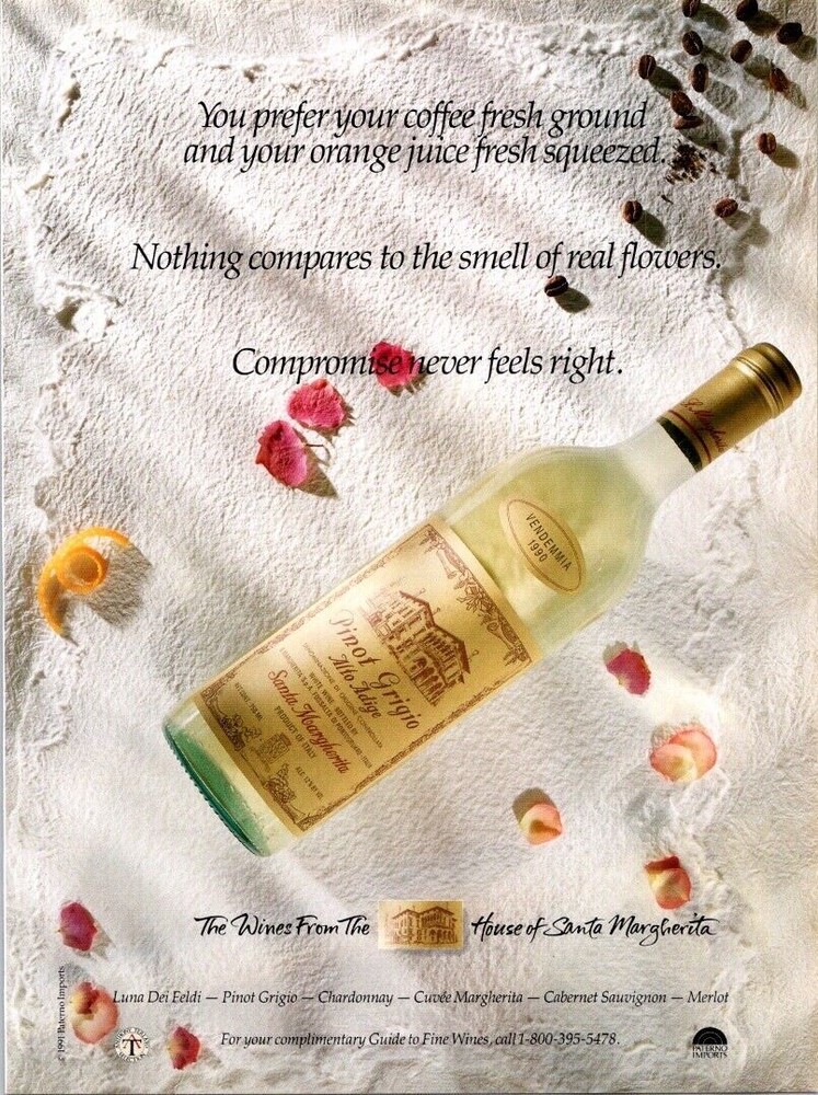 Pinot Grigio Wines From The House Of Santa Margherita Bon Appetit 1991 Print Ad