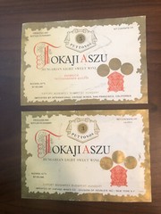 2 Tokaji Aszu Hungarian Wine Labels one 1961 vintage