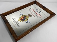VINTAGE BROLIO CHIANTI CLASSICO WOOD FRAME MIRROR WINE BAR SIGN DECOR