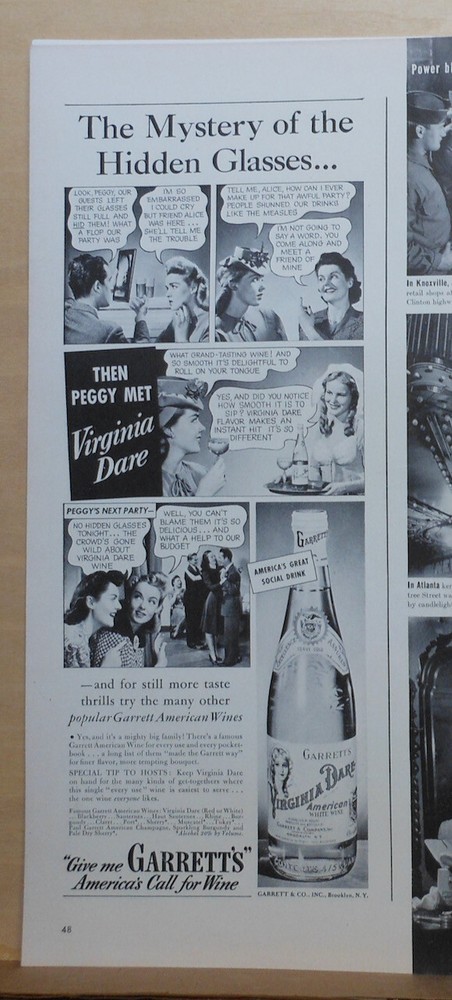 1941 magazine ad for Virginia Dare Wine – Mystery of the Hidden Glasses …