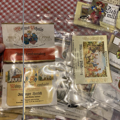 Lot of over 60 Vintage 1960-70 German French Wine Bottle Labels in Plastic