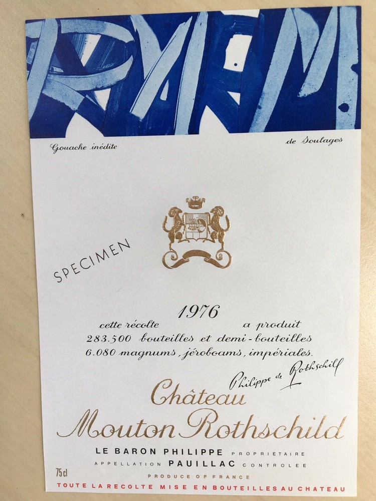 The 1976 Chateau Mouton Rothschild (Specimen) – Label By: Pierre Soulages