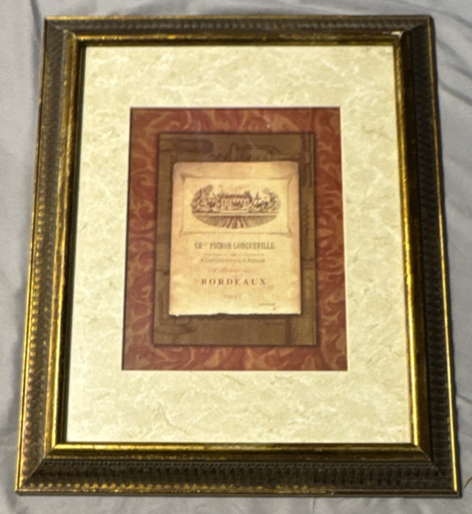 Vintage Chateau Pichon-Longueville 1907 Original Wine Label Bordeaux Beige Brown