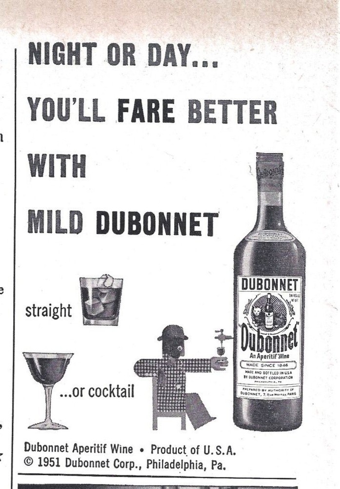Dubonnet Apertif Wine Philadelphia Advertisement 1950s Vintage Print Ad