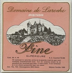 Antique Vintage 1930s Domaine De Laroche Spiritueux Label, Castle