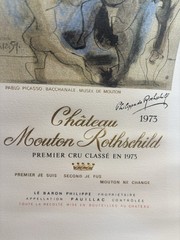 Picasso Framed Château Mouton Rothschild Original Label 1973 Highly Collectible
