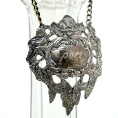 Port Wine Label Silver Diecast Bottle Ticket Decanter Label Chain Grape Cherubs