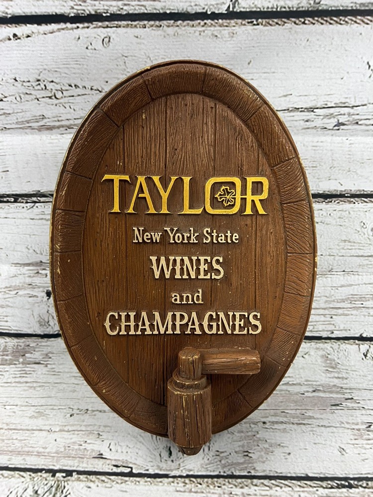 Vintage Taylor New York State Wines And Champagnes 3D Wall Hanging Barrel Sign