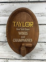 Vintage Taylor New York State Wines And Champagnes 3D Wall Hanging Barrel Sign