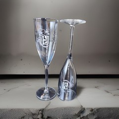 Perrier Jouet White PJ Champagne Flutes – Set Of 2 (Rare Find)