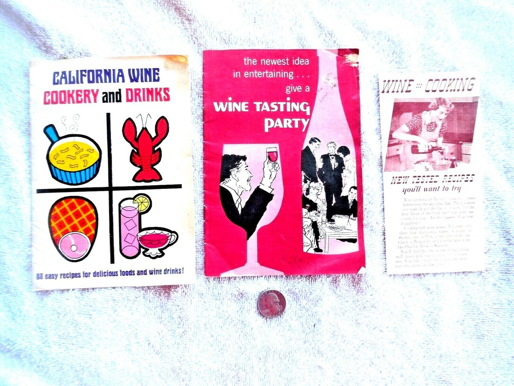 3 booklets California Wine c.1966, 1967 Wine Cooking & Wine Tasting