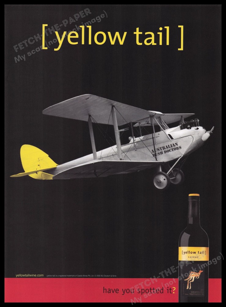 Yellow Tail 2000s Print Advertisement Ad 2005 Biplane Airplane